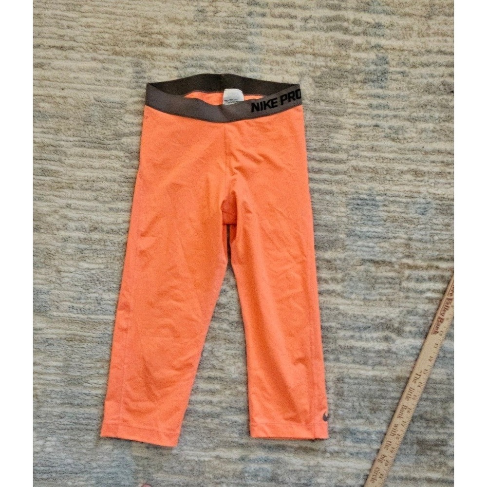 Nike Pro Womens Training Capris Neon Orange Compression Leggings Medium